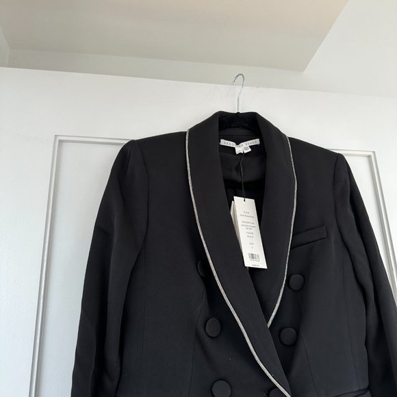 Veronica Beard Jagger Dickey Blazer Jacket Black Double Breasted Glitter Trim - Picture 9 of 11